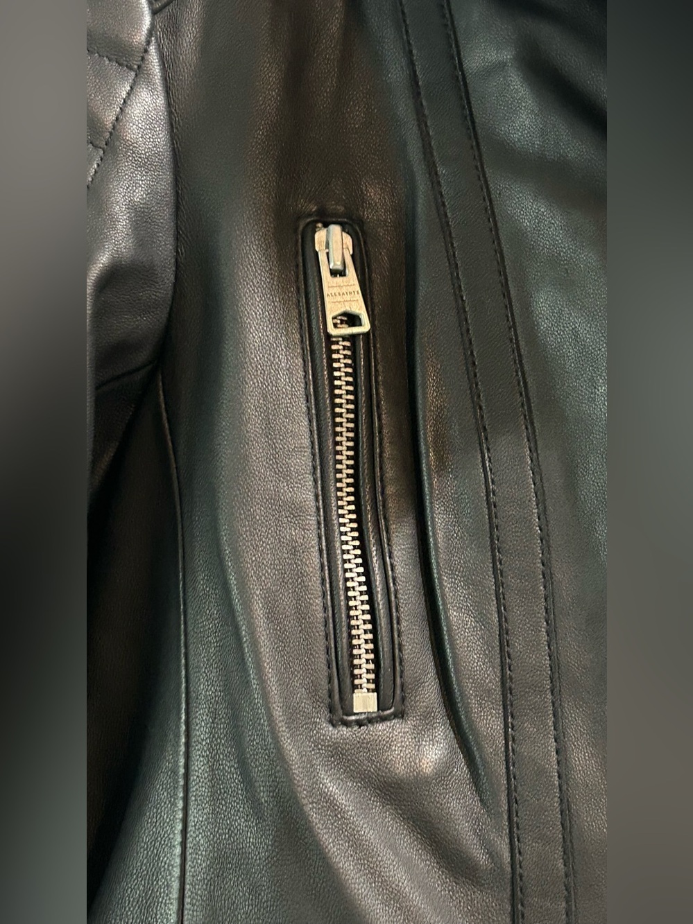 440$ALLSAINTS Steine Black Leather Biker Moto Jacket NWT Size 10 - Picture 6 of 13